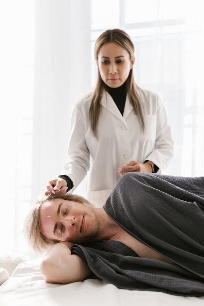 A Man Getting Acupuncture