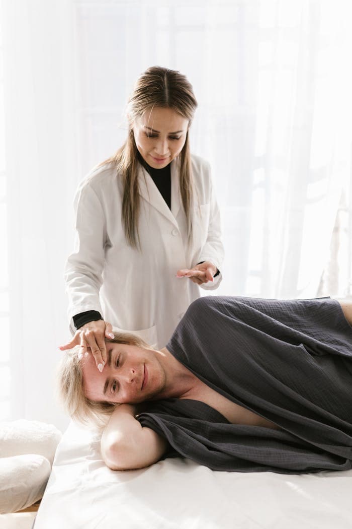 A Man Getting Acupuncture